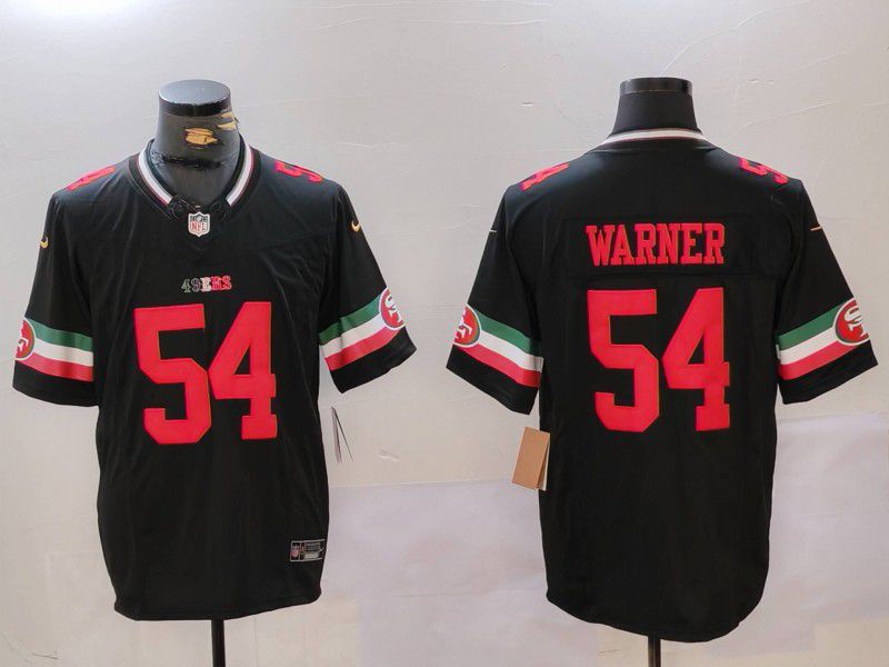 Men San Francisco 49ers #54 Warner Black Mexico three generations 2024 Nike Vapor Limited NFL Jersey style 1->->